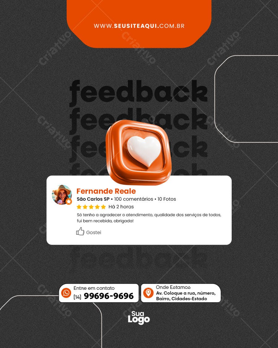 Post de Feedback para Redes Sociais PSD Editável