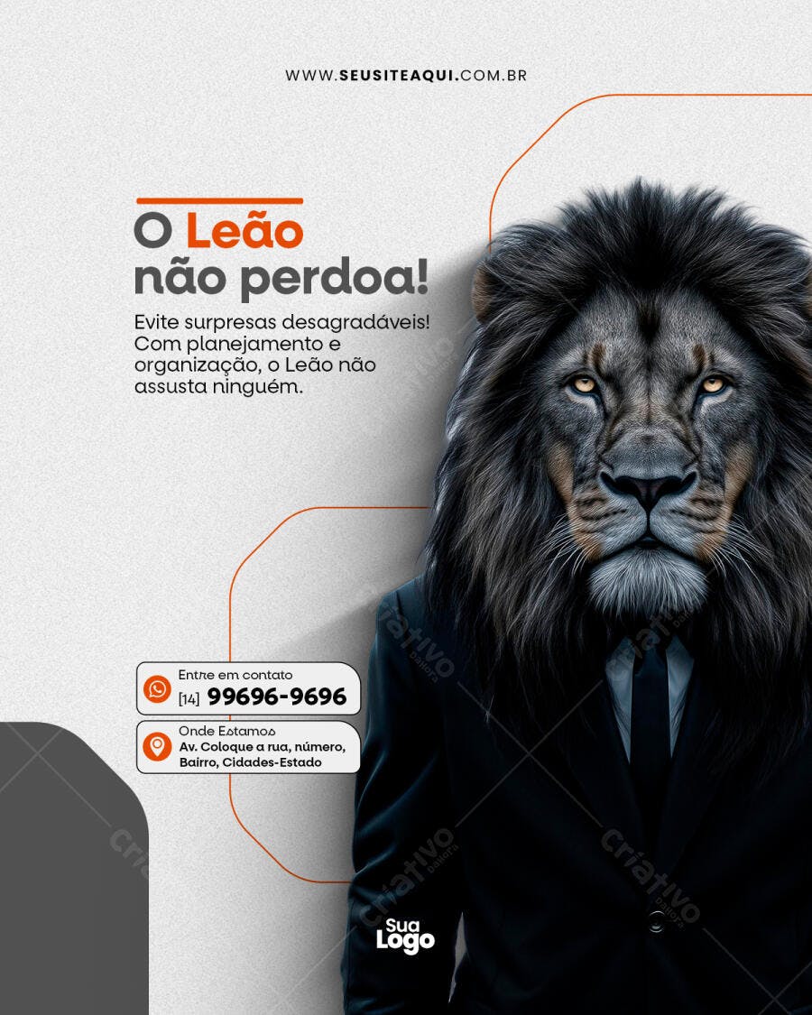 Postagem Instagram Empresarial com Leão PSD Editável