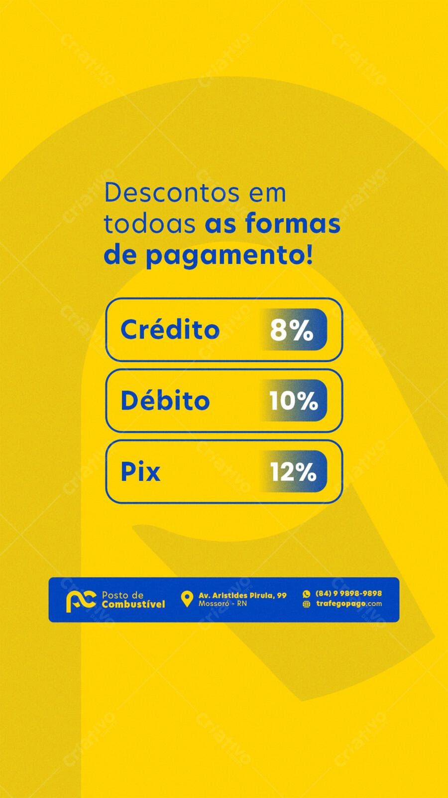 Posto de Combustível - Promoção de Descontos PSD Editável