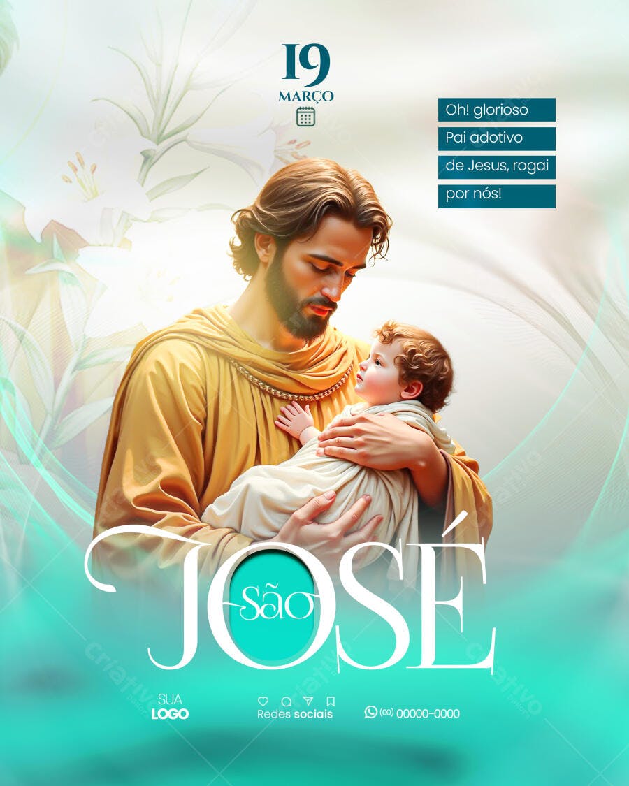Flyer Dia de São José 19 de Março PSD Editável
