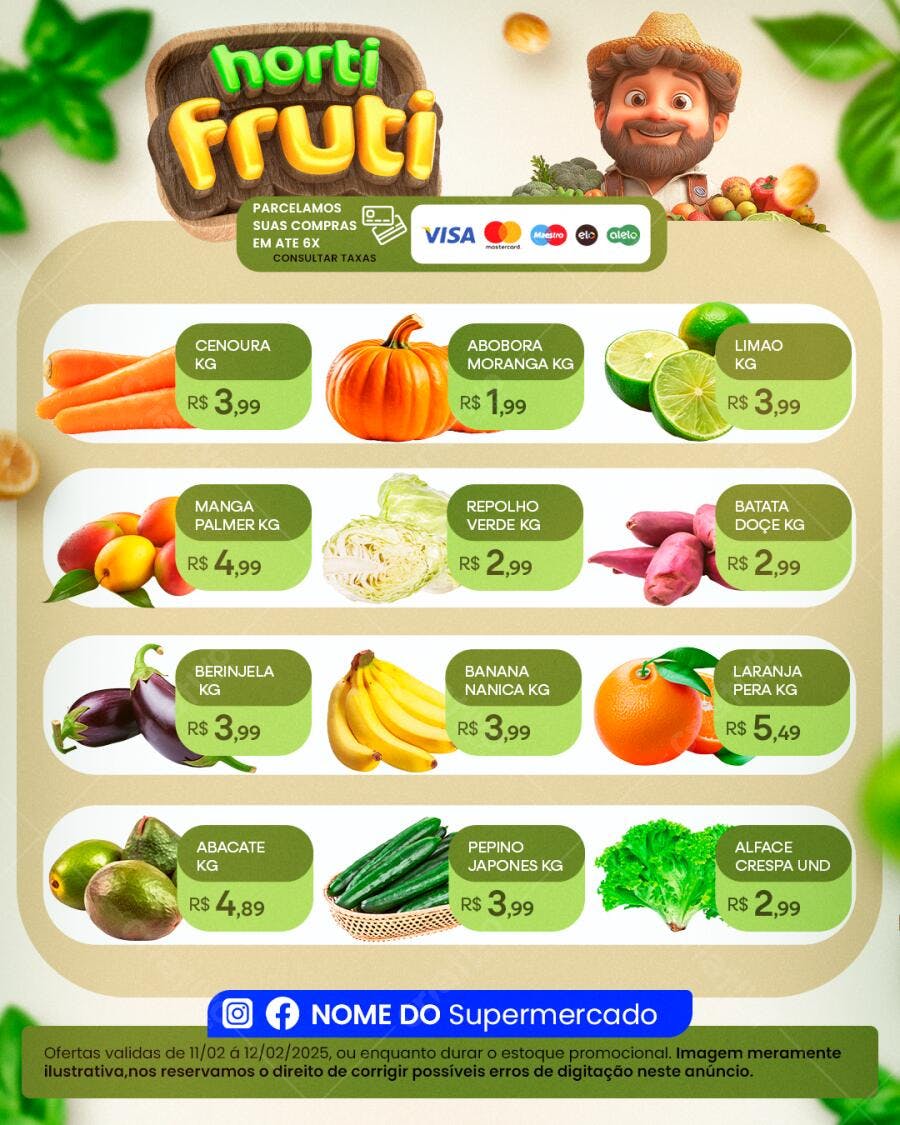 Flyer de Ofertas de Hortifruti PSD Editável