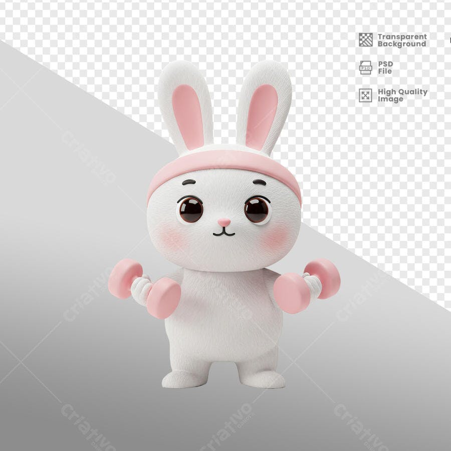 Ilustração Coelhinho Malhando PSD Editável