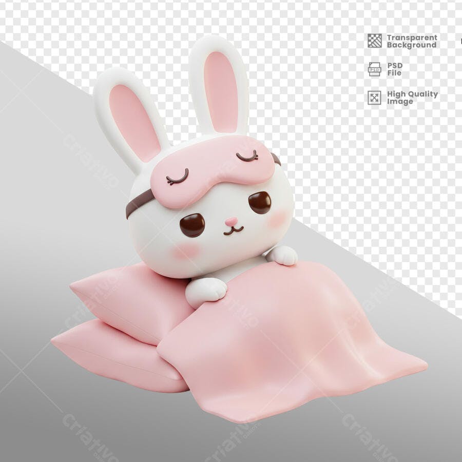 Imagem Coelhinho Dormindo PSD Editável