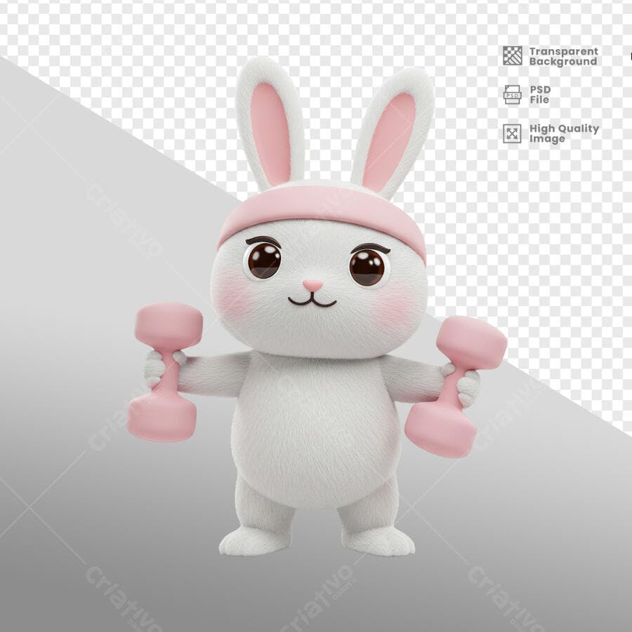Mascote Coelho Malhando PSD Editável