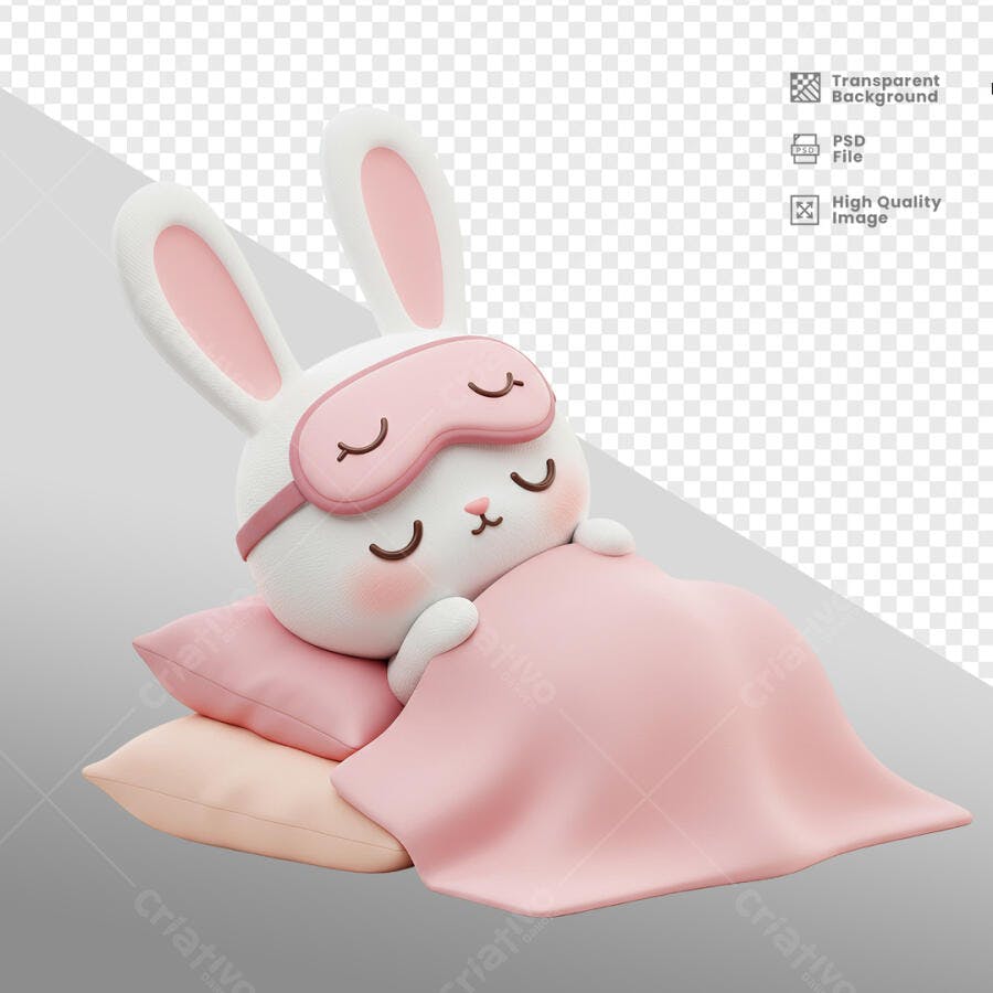 Ilustração Coelhinho Dormindo PSD Editável