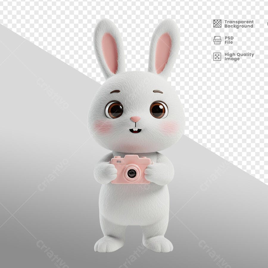 Imagem Coelhinho com Câmera PSD Editável
