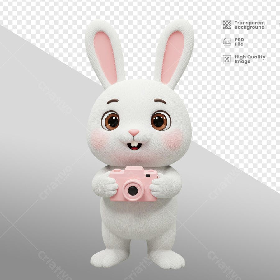 Imagem Coelhinho com Câmera PSD Editável