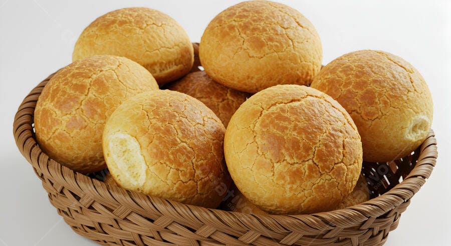 Pães amanteigados em cesta de vime