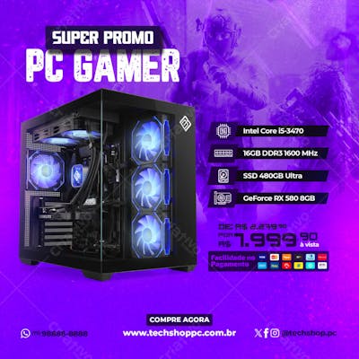 Feed Post Loja de Informática Venda de PC Gamer Social Media