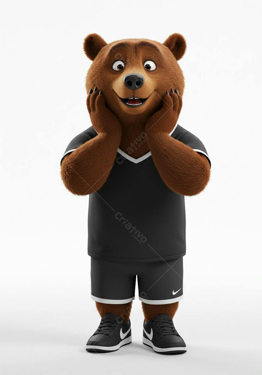 URSO 3D MASCOTE CARTOON PARA COMPOSIÇÃO