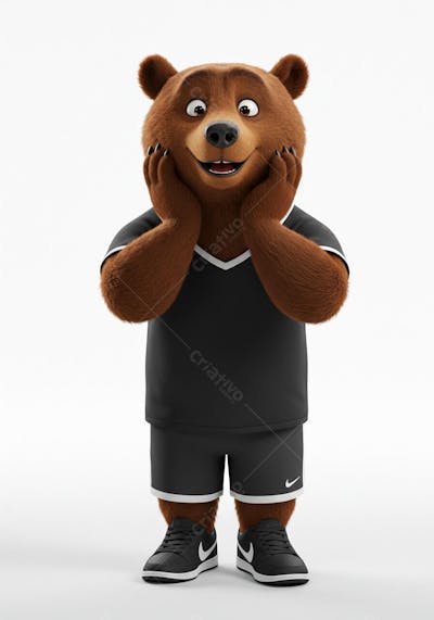 URSO 3D MASCOTE CARTOON PARA COMPOSIÇÃO