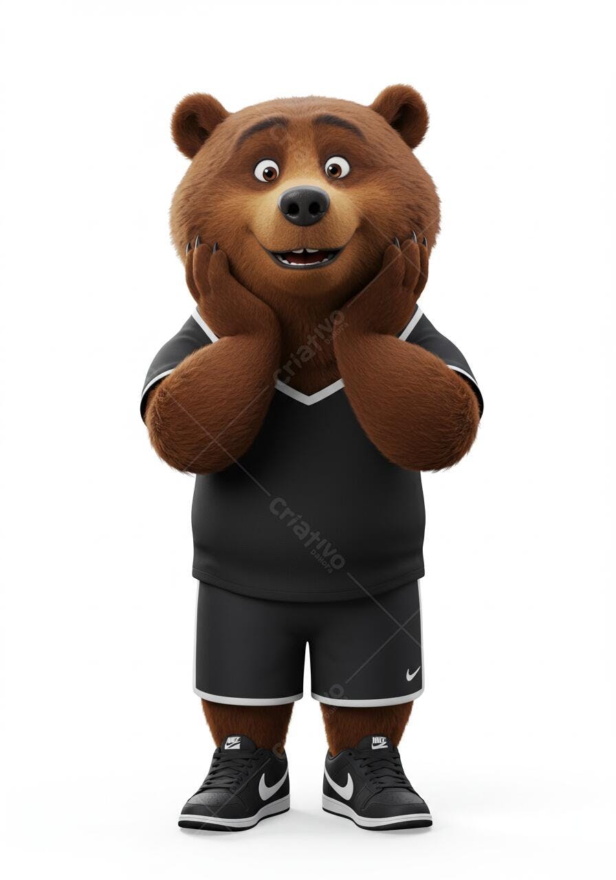 Urso marrom vestindo uniforme esportivo