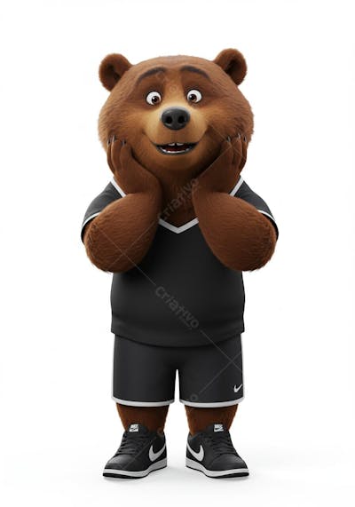 URSO 3D MASCOTE CARTOON PARA COMPOSIÇÃO