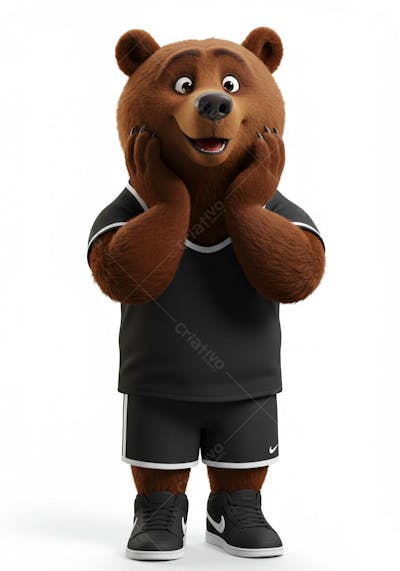 URSO 3D MASCOTE CARTOON PARA COMPOSIÇÃO