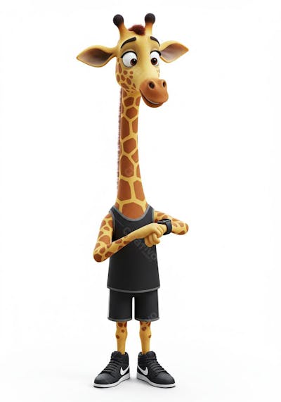 GIRAFA 3D MASCOTE CARTOON PARA COMPOSIÇÃO