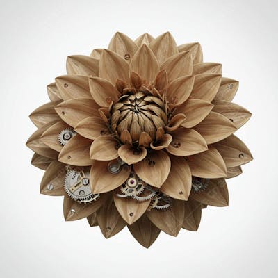 Flor Dália mecânica de inspiração steampunk 3d