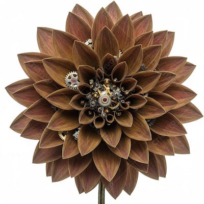Flor Dália mecânica de inspiração steampunk 3d
