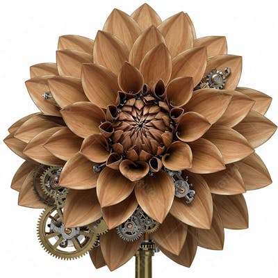 Flor Dália mecânica de inspiração steampunk 3d