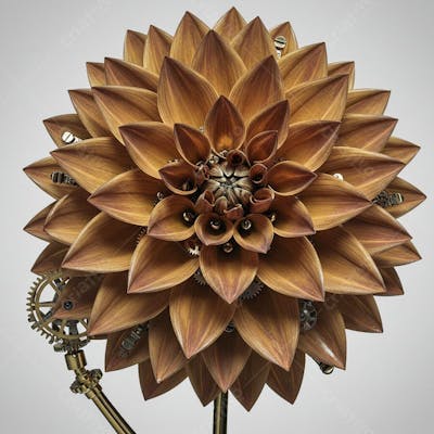 Flor Dália mecânica de inspiração steampunk 3d