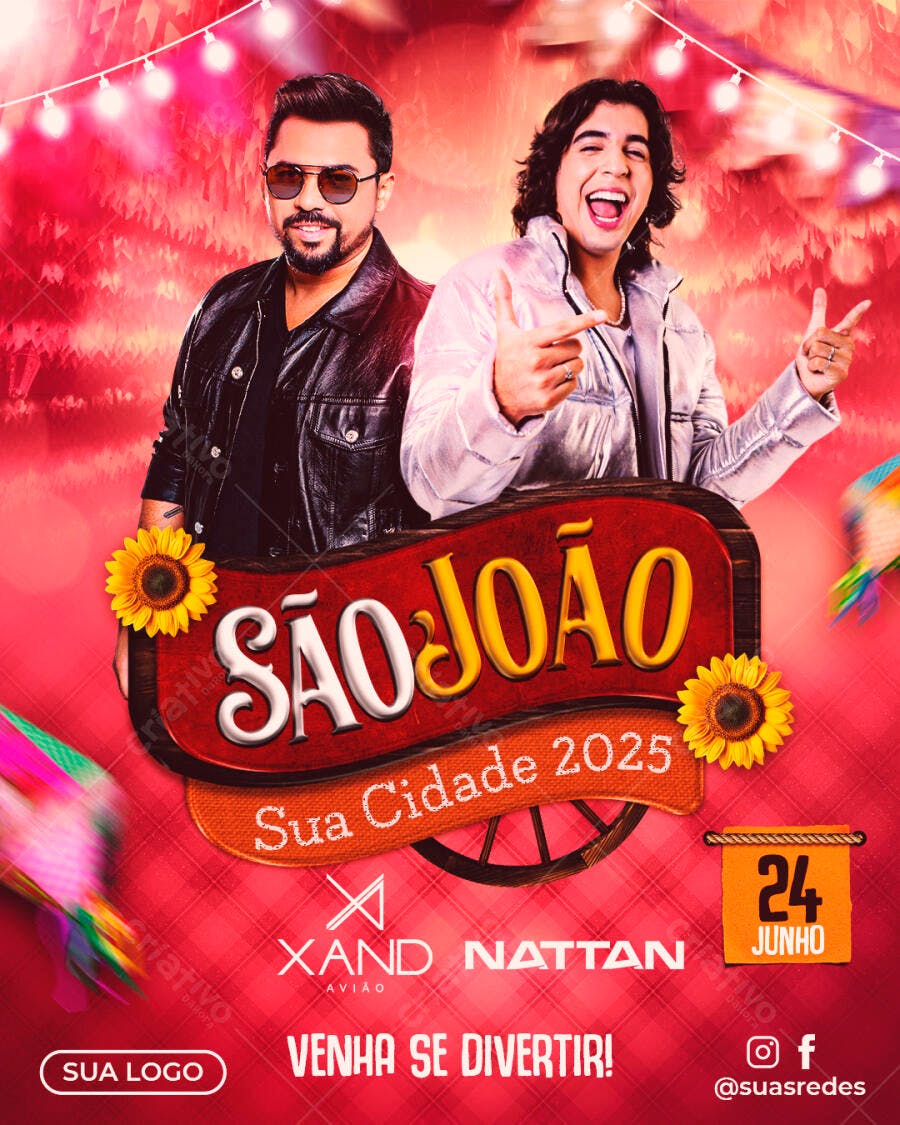 Flyer Festa Junina com Xand Avião e Nattan PSD Editável