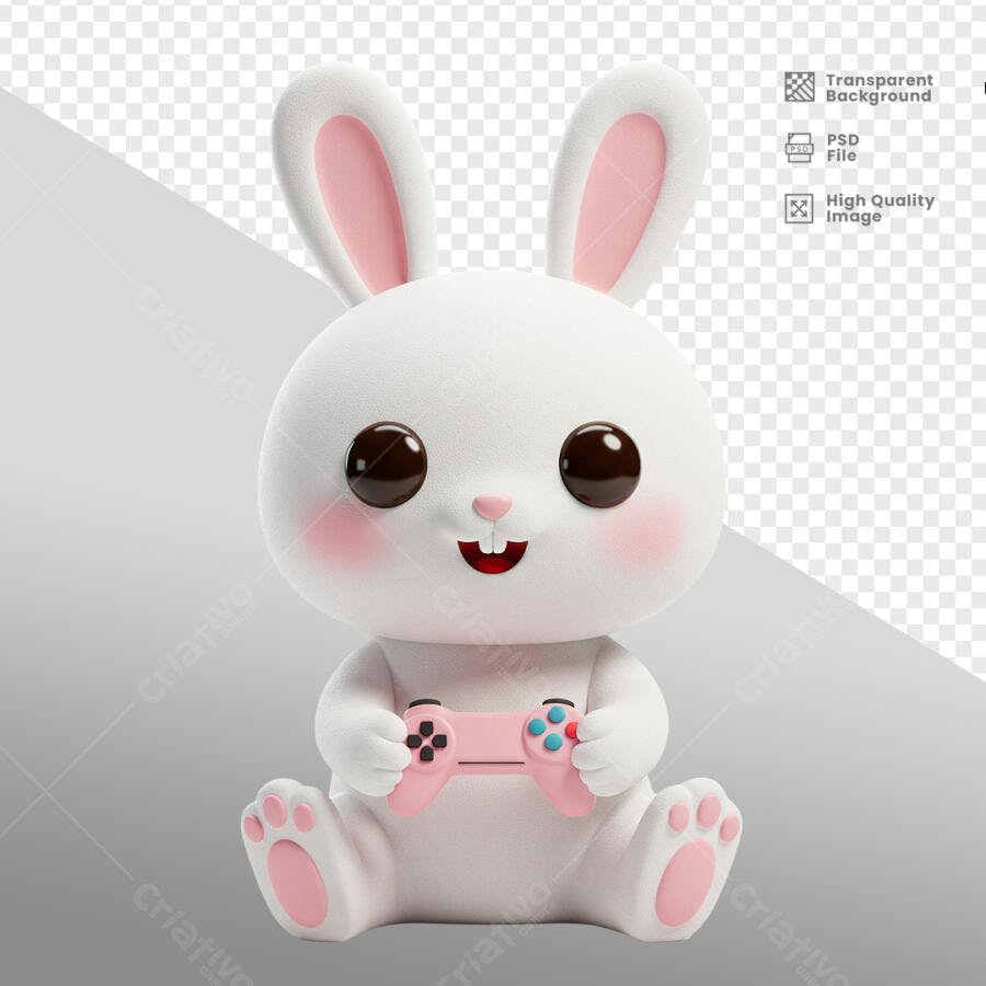 Imagem Coelhinho Gamer PSD Editável