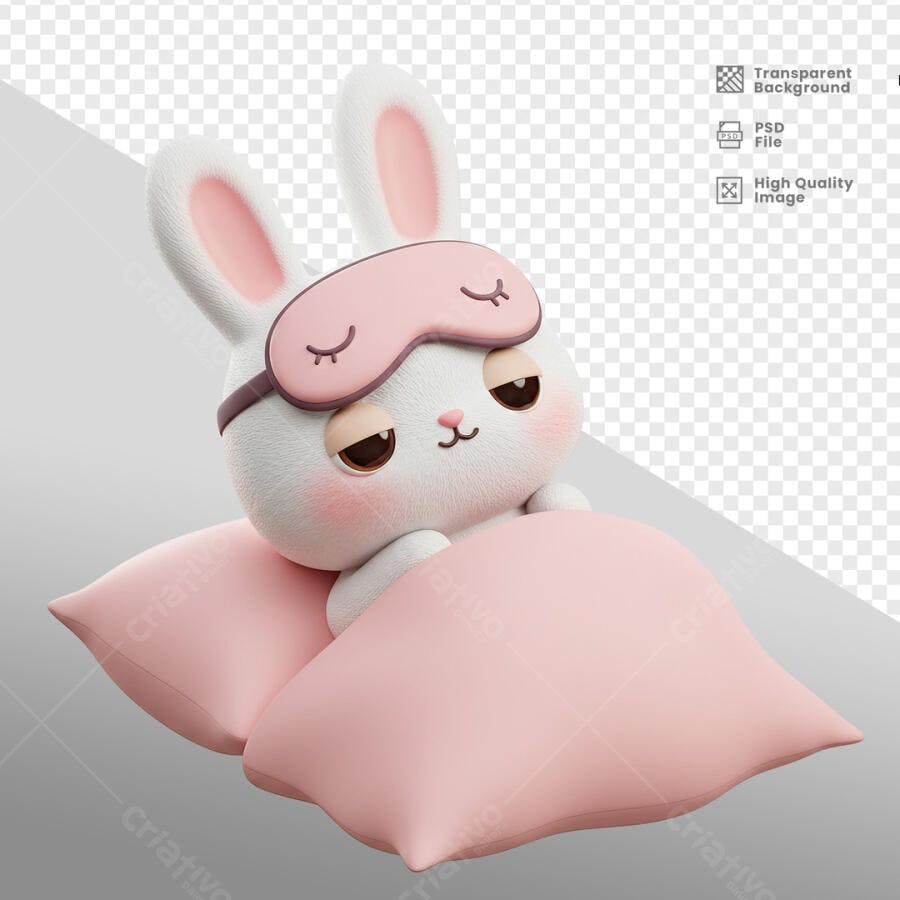 Ilustração Coelhinho Dormindo PSD Editável