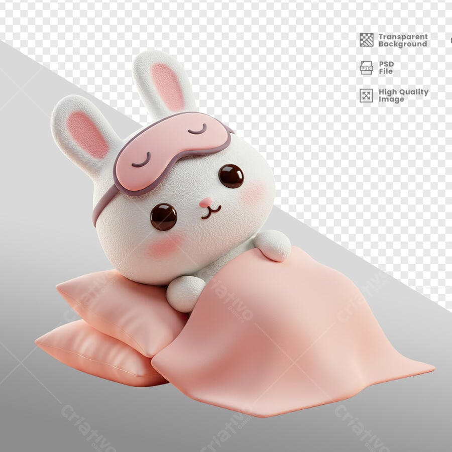 Ilustração Coelhinho Dormindo PSD Editável