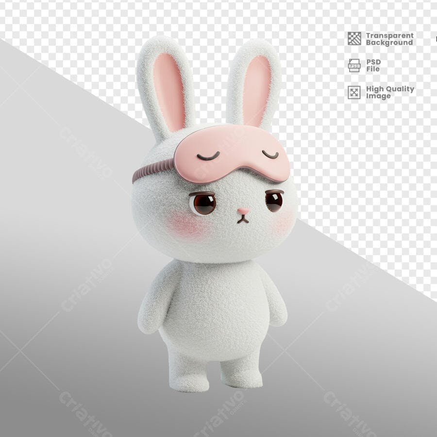 Personagem Coelhinho para Dia do Sono PSD Editável