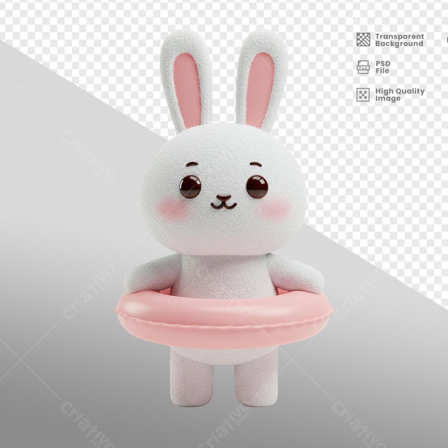 Ilustração Coelhinho Verão PSD Editável