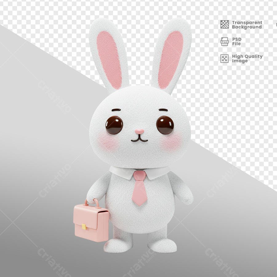 Personagem Coelhinho para Páscoa PSD Editável