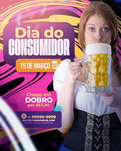 PROMOÇÃO DIA DO CONSUMIDOR COM CHOPP EM DOBRO 15 DE MARÇO