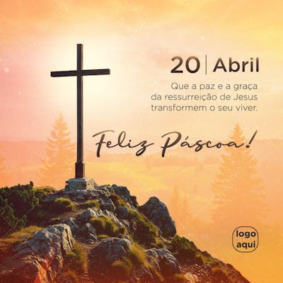 Feliz Páscoa Ressurreição de Jesus Social Media Post Feed Template