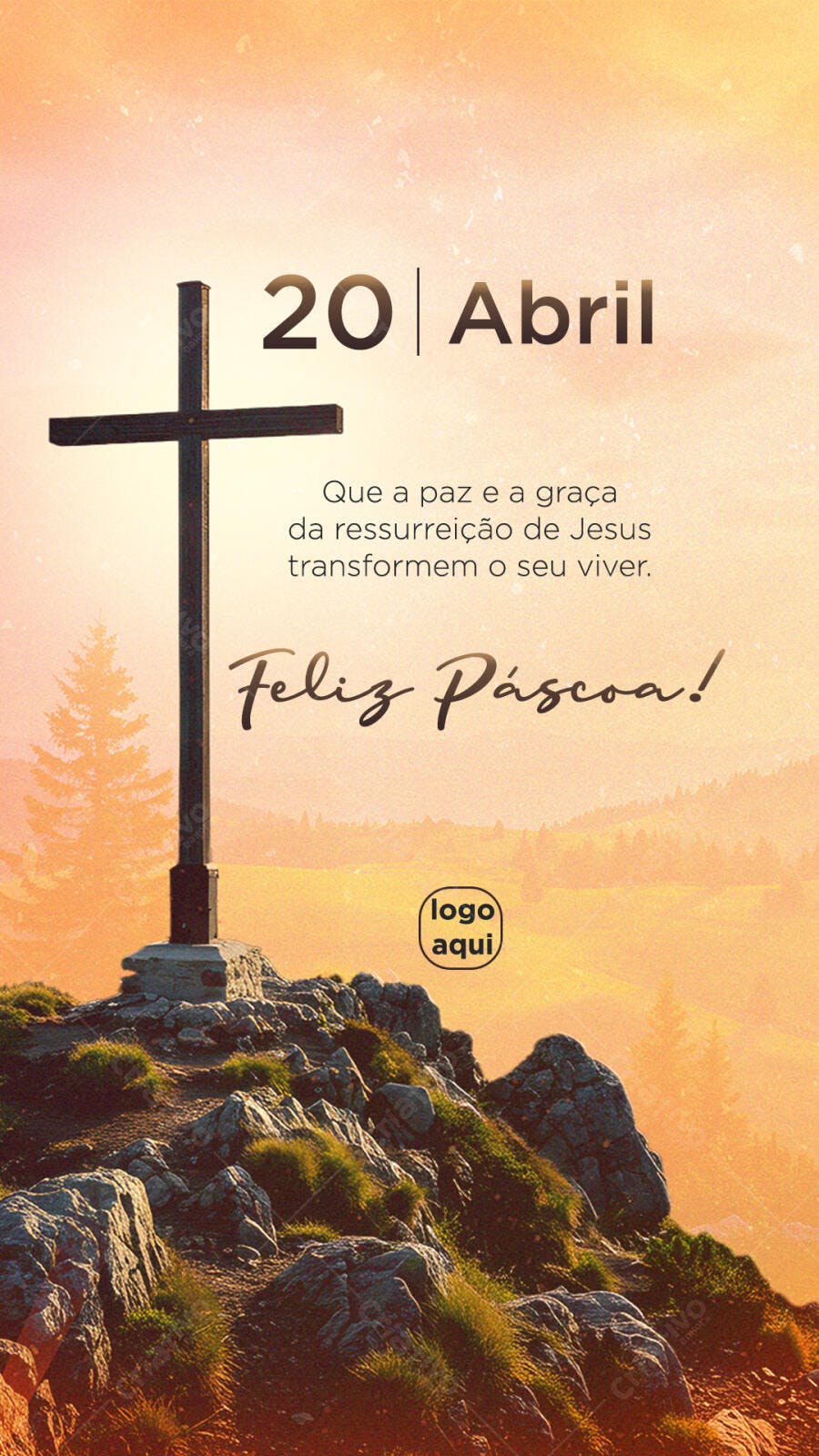 Post para Páscoa 20 de Abril PSD Editável