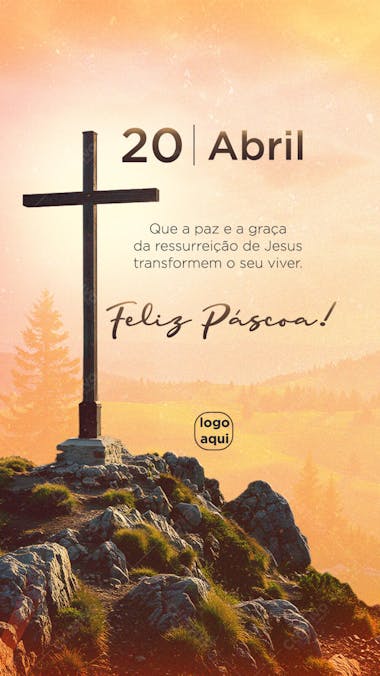 Feliz Páscoa Ressurreição de Jesus Social Media Post Story Template