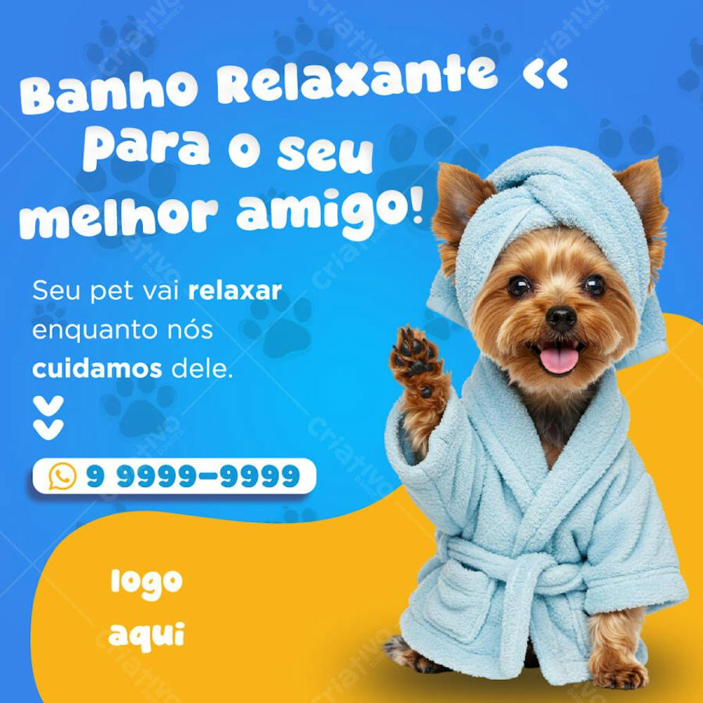 Pet Banho Relaxante Pet Shop Social Media Post Feed Template