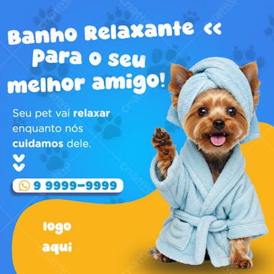 Pet Banho Relaxante Pet Shop Social Media Post Feed Template