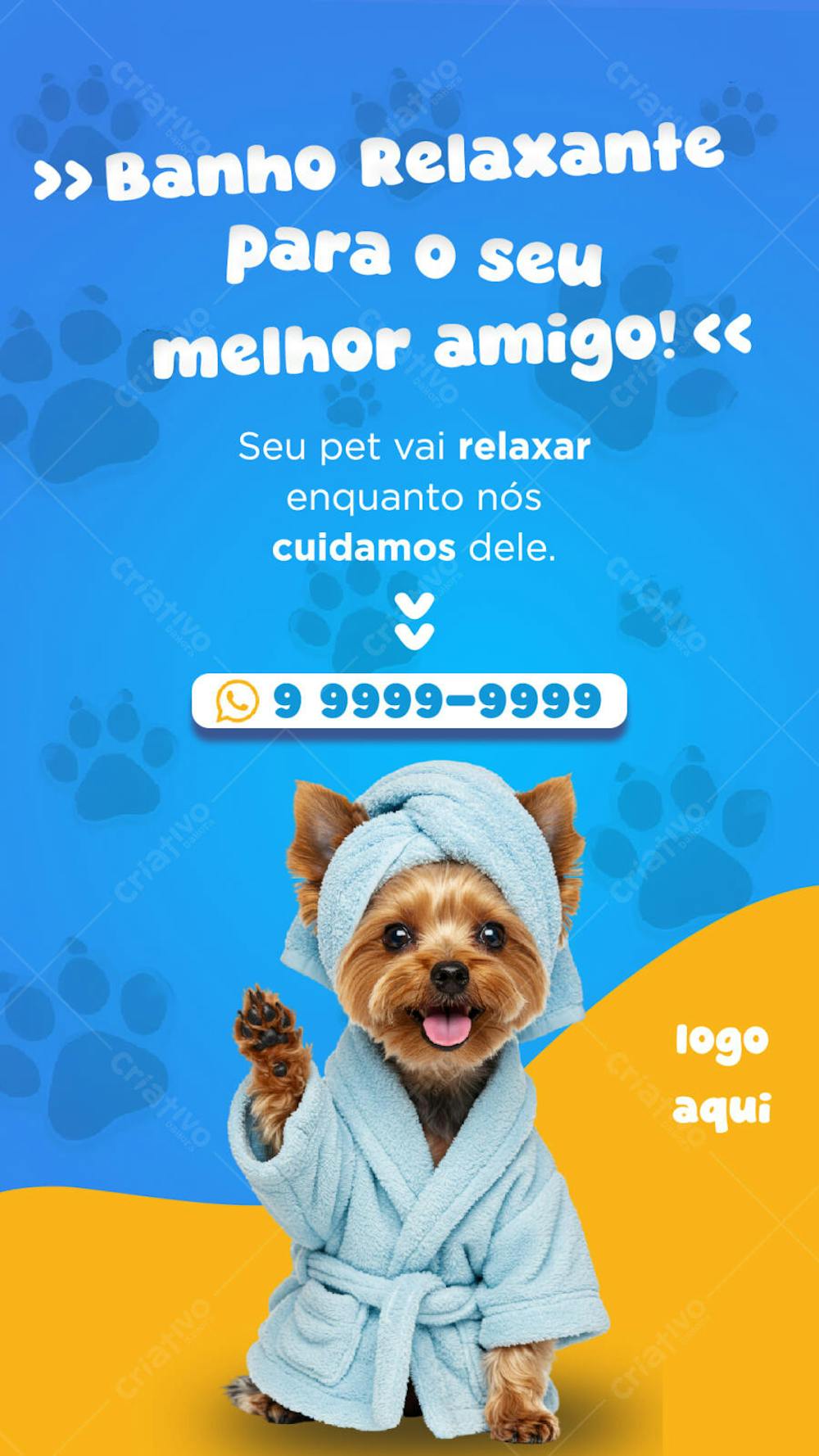 Pet Banho Relaxante Pet Shop Social Media Post Story Template