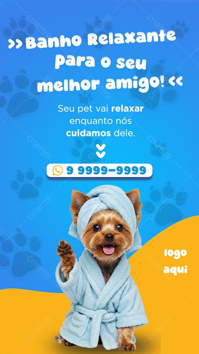 Pet Banho Relaxante Pet Shop Social Media Post Story Template