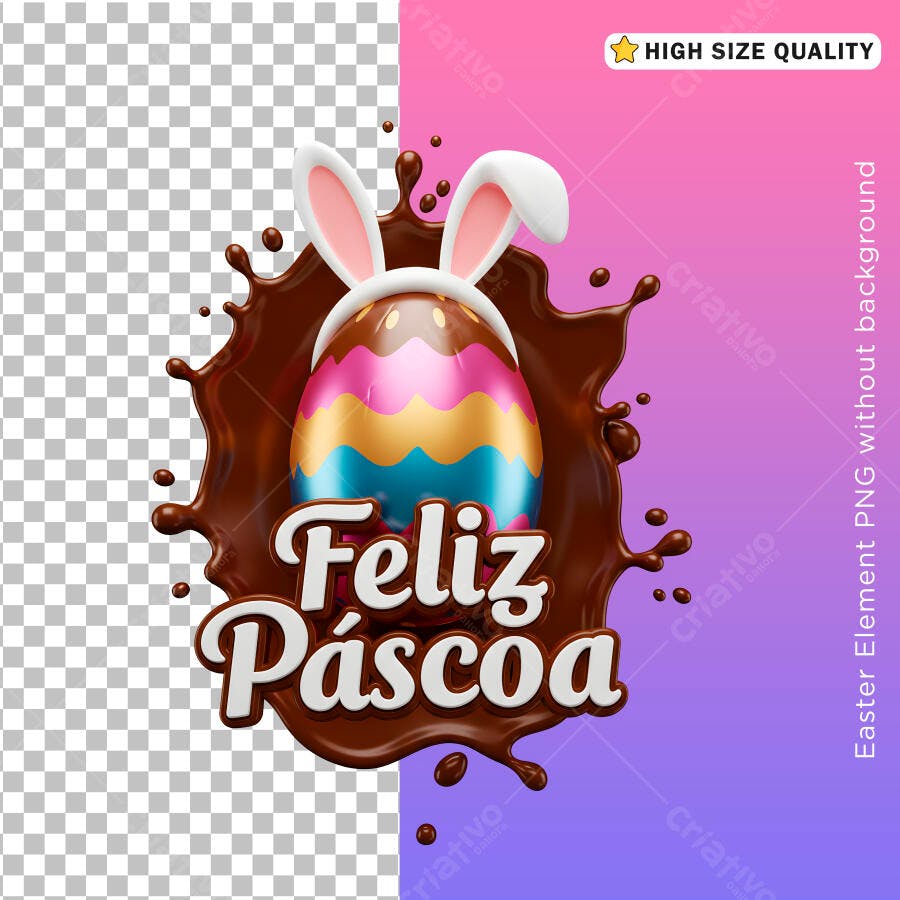 Selo 3D Pascoa Ovo Chocolate Metalizado