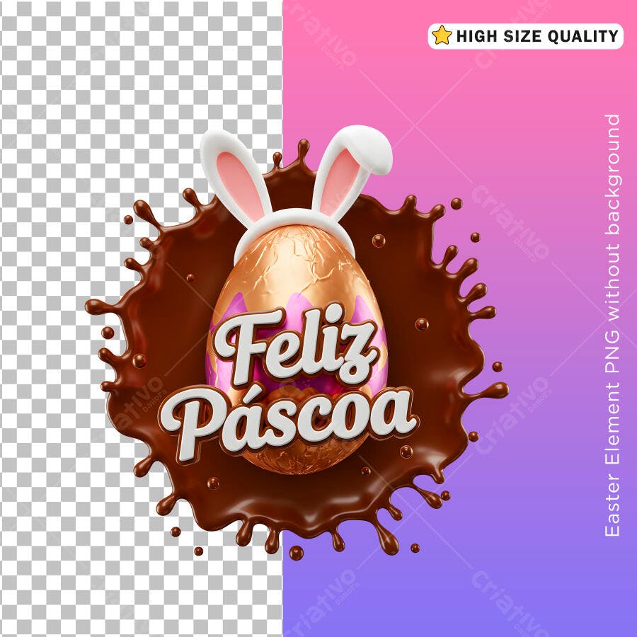 Selo 3D Páscoa dourado chocolate