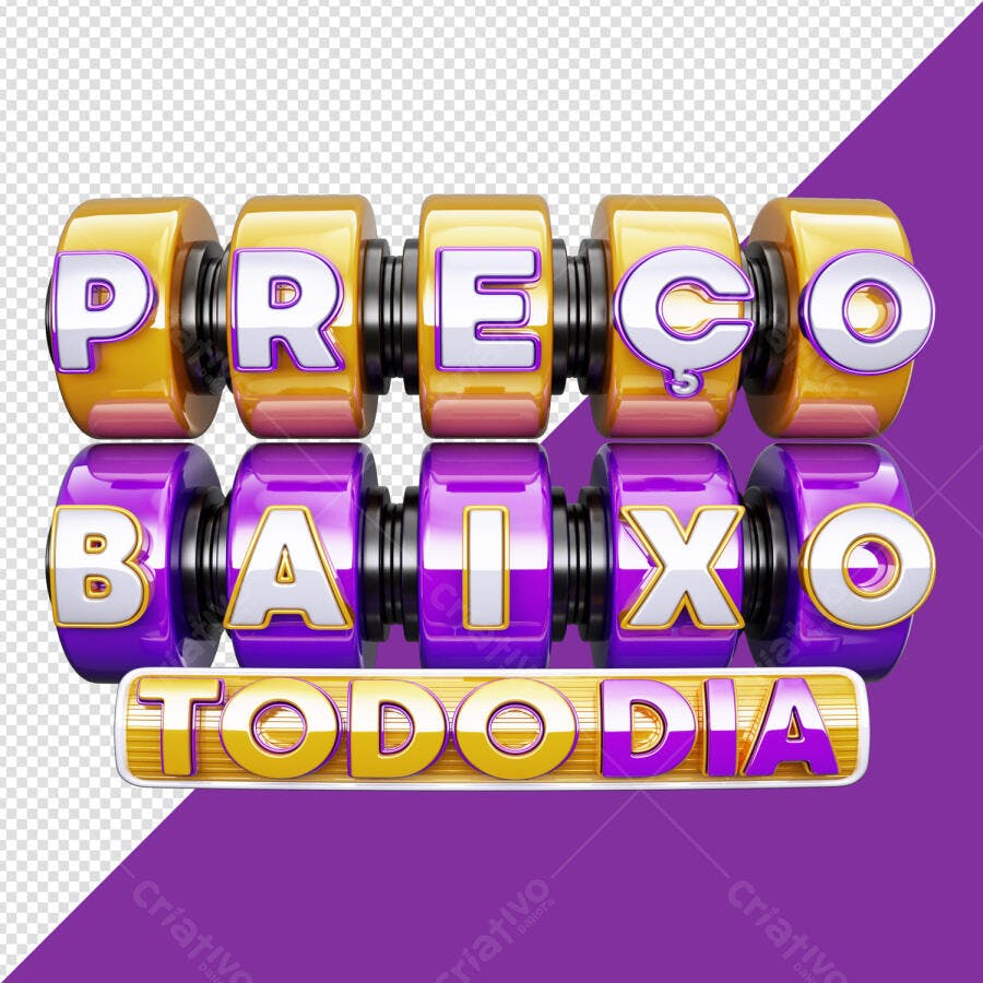 Selo 3D promocional rolos amarelo e roxo