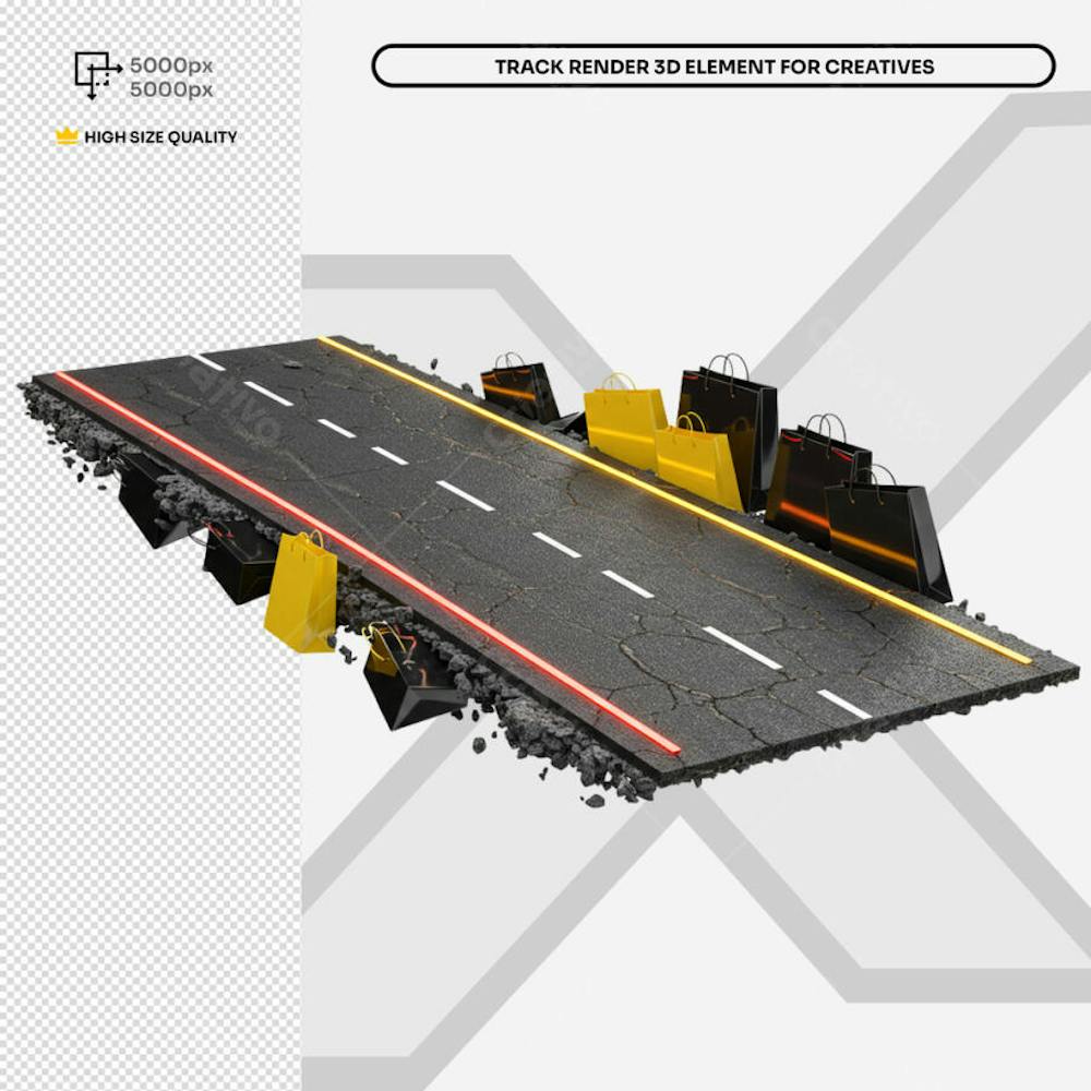 Pista Elevada Flutuante 3D render 