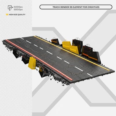 Pista Elevada Flutuante 3D render 