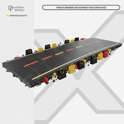 Pista Elevada Flutuante 3D render 