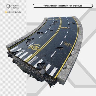 Pista Elevada Flutuante 3D render 