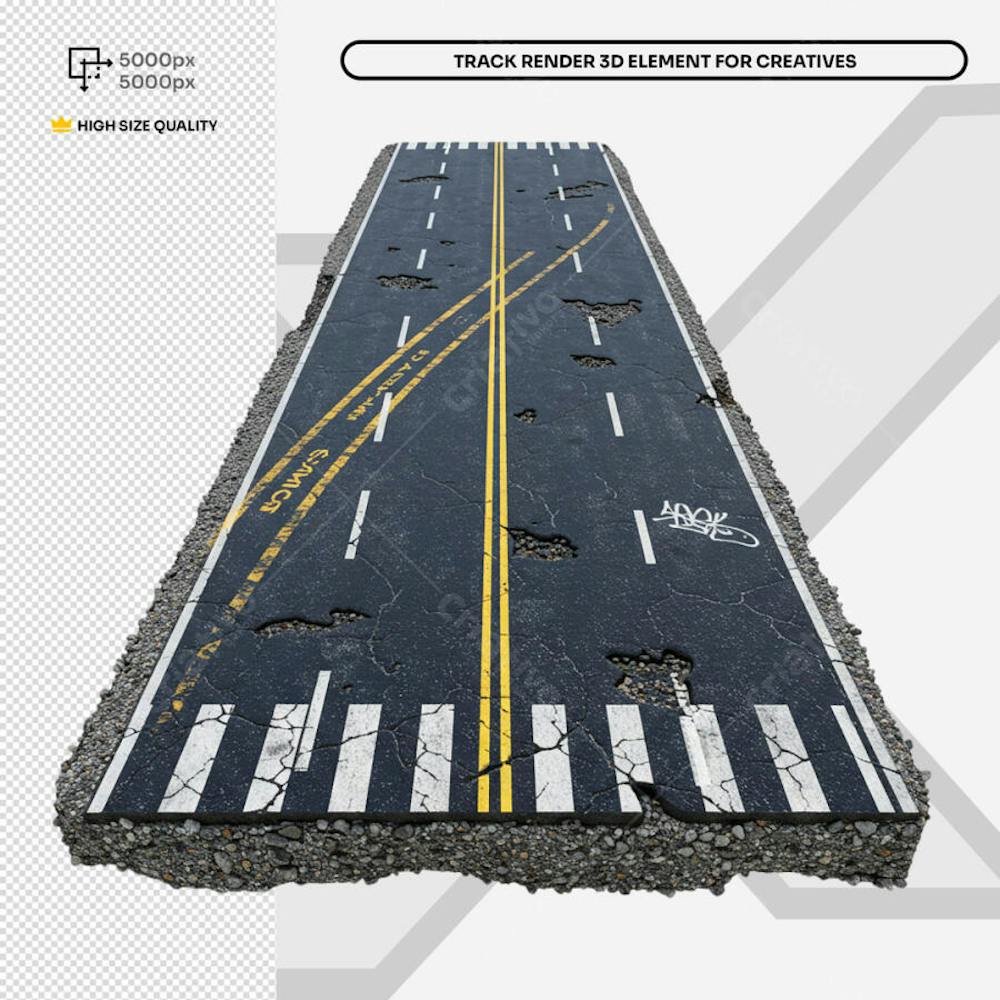 Pista Elevada Flutuante 3D render 