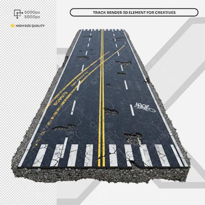 Pista Elevada Flutuante 3D render 