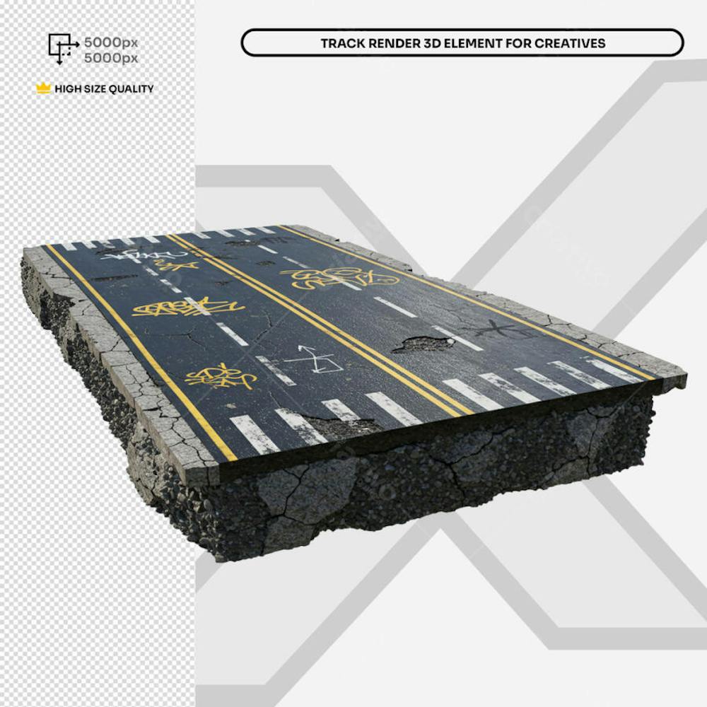 Pista Elevada Flutuante 3D render 