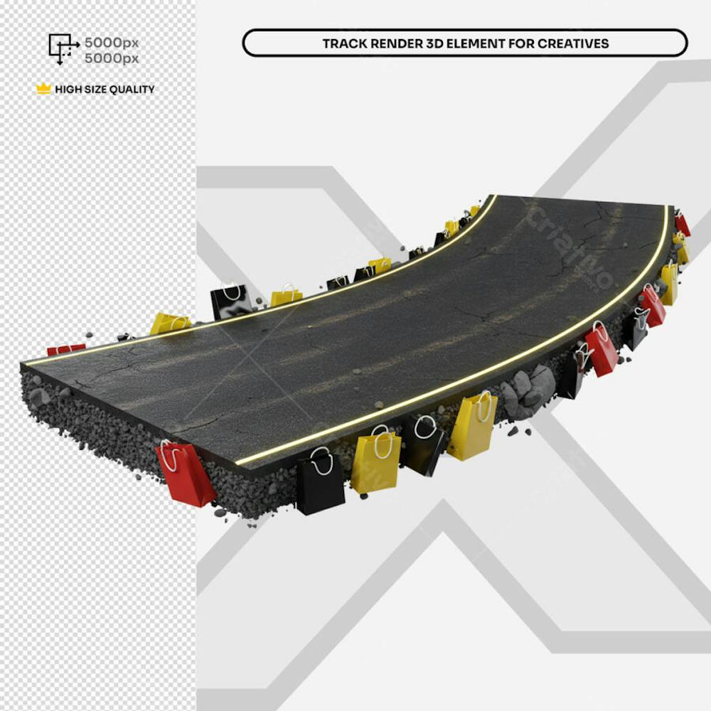 Pista Elevada Flutuante 3D render 