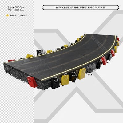 Pista Elevada Flutuante 3D render 